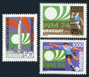 Uruguay 879-881.881a,MNH.Michel 1302-1304,Bl. World Soccer Cup Munich-1974.