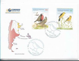 ARGENTINA 2008, BIRDS, MERCOSUR, FDC, 2 VALUES, FIRST DAY COVER FAUNA VF