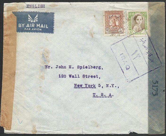 IRAQ TO USA 1945 double censor airmail cover...............................48925