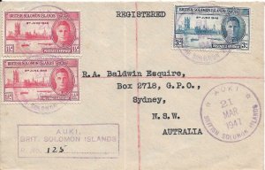 Auki, British Solomon Islands to Sydney, Australia 1947 Registered (51942)