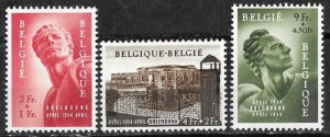 Belgium # B558-60  Political Prisoners Monument  (3)  XF Unused VLH