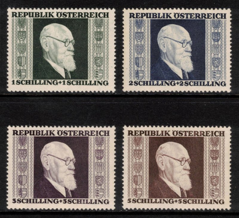 AUSTRIA 1946 President Renner; Scott B167-70, Michel 772A-775A; MNH
