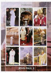 Somalia 2000 POPE JOHN PAUL II & ARAFAT Sheet (9) Perforated Mint (NH)