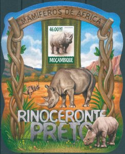 Mozambique 2015 MNH Wild Animals Stamps Rhinos Black Rhinoceros 1v S/S III