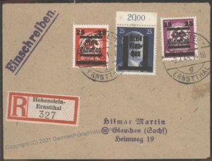 Germany 1945 Postwar Locals Kreis Glauchau Mi41 Sachsen Cover 101642