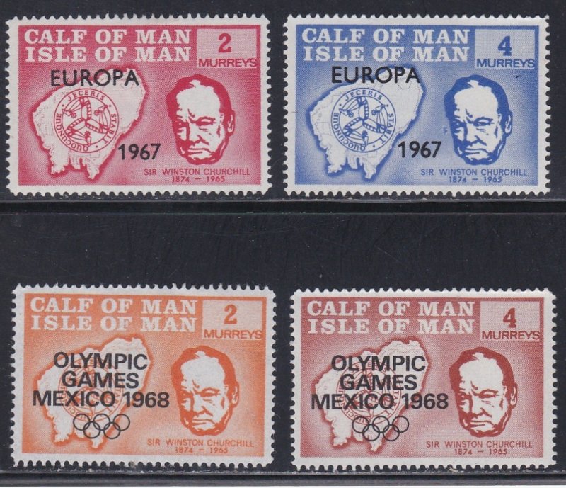 Isle of Man - Calf of Man, Local Issue -2 sets, Europa 1967 & Olympics Hinged.