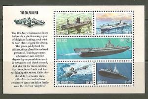 US Scott # 3373-77 Navy Submarines Pane 3377a  MNH