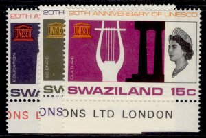 SWAZILAND QEII SG121-123, 1966 UNESCO set, NH MINT.