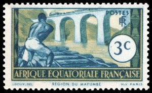 French Equatorial Africa #35  MNH - Logging on the Loeme River (1940)