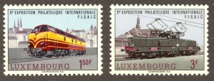 Luxembourg Scott 442-43 MNHOG - 1966 Locomotives Issue - SCV $1.50