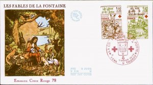 1978 Red Cross Rabbit Turtle Mouse Fox Frog France  First Day Cover