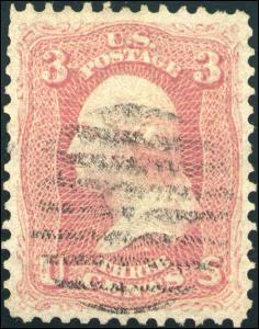 1861 US #64 A25 3c Used Fine/Very Fine Catalogue Value $600 Certified