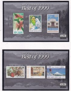 NEW ZEALAND BEST OF 1999 3 DIFFERENT S/SHEETS POST OFFICE FRESH