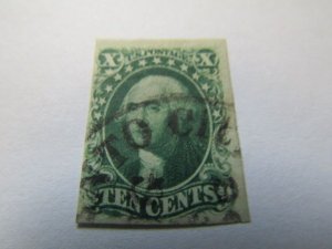 US Stamp Sc.#14 Washington 10c 1855 Used,w/R.Doporto cert VF-XF BEAUTY-4 Margins