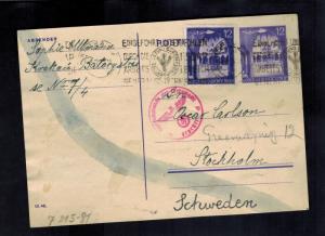 1943 Krakow Poland Ghetto GG Censored Postcard Cover to Stockholm Sweden Judaica