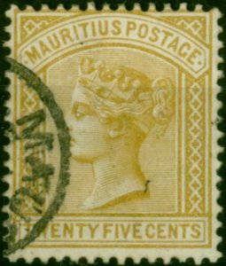 Mauritius 1879 25c Olive-Yellow SG97 Fine Used (2)