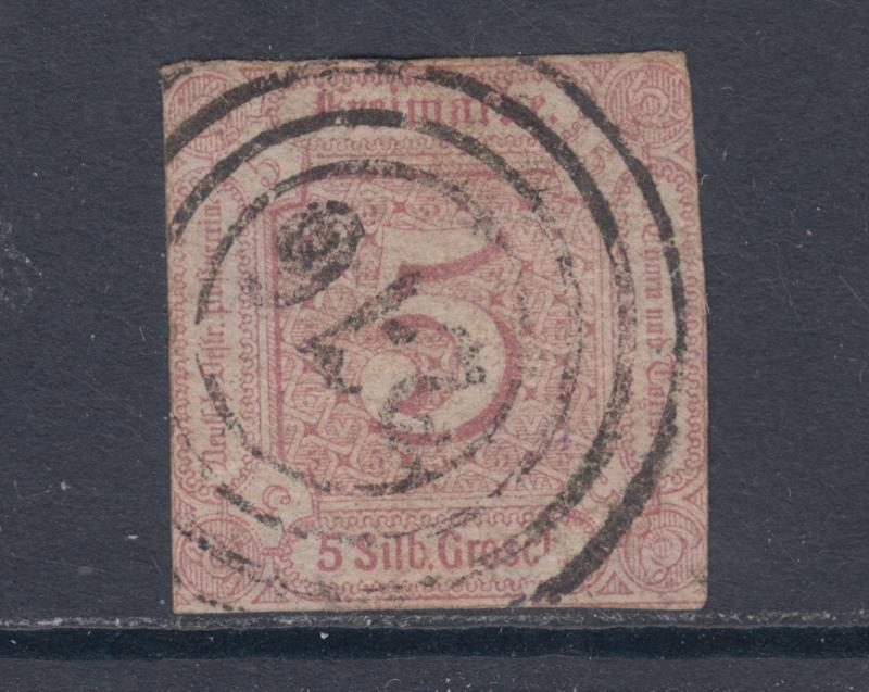 Thurn & Taxis Sc 13 used 1859 5sgr lilac imperf Numeral, sound & scarce