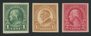 USA 575 576 577 - Imperf Trio - all are VF Mint never hinged & sound