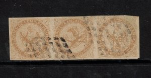 French Colonies A3 (Maury #3 Y&T #3a) Used Rare Strip Of Three Variety