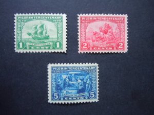 1920 #548, 549, 550 Pilgrim Tercentenary Issues  MNH OG VF #2b CV $97.50