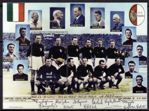 Somalia 1999 A.C.TORINO CHAMPIONS OF ITALY 1943/1949 FOOTBALL Souvenir Sheet MNH