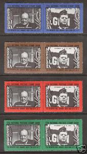 US MNH. 1965 ASDA Labels, JFK & Churchill, perforated se-tenant pairs, fresh, VF