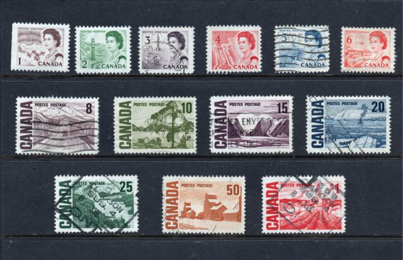 Scott # 454 to 459 & 461 to 465B used Centennial Definitives