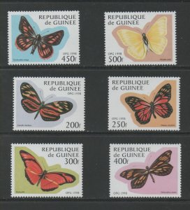 Thematic Stamps Animals - GUINEA 1998 BUTTERFLYS 6v mint