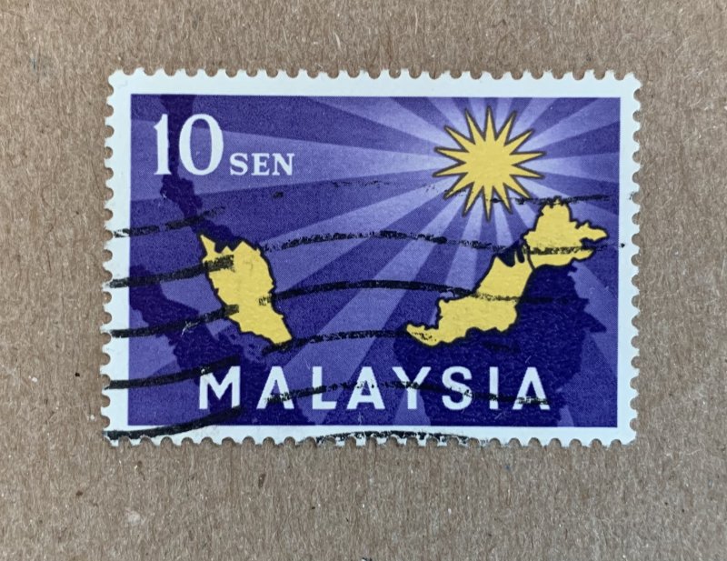 Malaysia 1963 10c Inauguration Federation, used. Scott 1, CV $0.25. SG 1