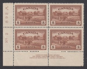 Canada #268 Mint Plate Block of 4, Plate No. 2 LL