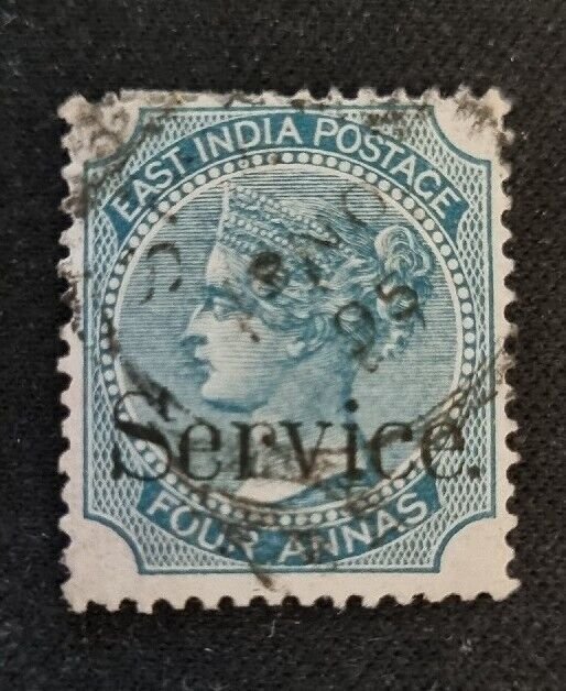 India. East India Queen Victoria 1865 With Overprint Service. Qv.