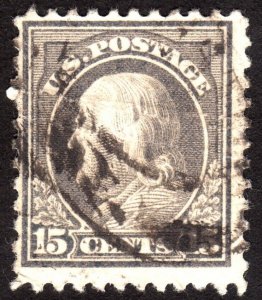 1917, US 15c, Franklin, Used, Crease, Sc 514