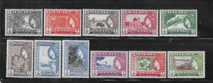 MALAYA-PENANG- SCOTT #45-55 1957 QEII SET- MINT XXXLIGHT HINGED