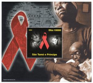 St.Thomas and Prince 2004 AIDS in Africa Souvenir Sheet Perforated MNH