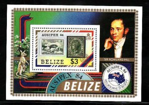 Belize-Sc#731- id9-unused NH sheet-Stamp on Stamp-Ausipex '84-1984-