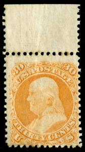 MOMEN: US STAMPS #71 MINT OG LH TOP MARGIN COPY