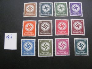 GERMANY 1942/44 MNH MI. 166-177  OFFICIAL SET VF/XF 45 EUROS (184)