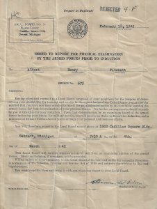 1942 - WWII 4-F Military Service Rejection - Ephemera 1215