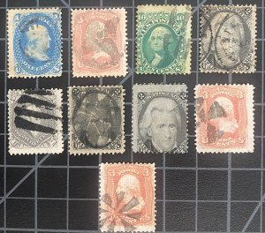 US Stamps- SC# 63,65,68,73,78,87,88,93 & 94 - Used  - SCV =   $870.00