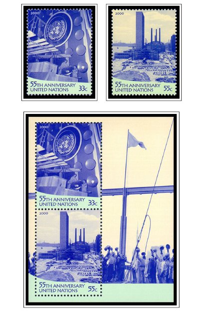 COLOR PRINTED UN - NEW YORK 1951-2010 STAMP ALBUM PAGES (155 illustrated pages)