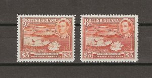 BRITISH GUIANA 1938/52 SG 319 + 319a MNH