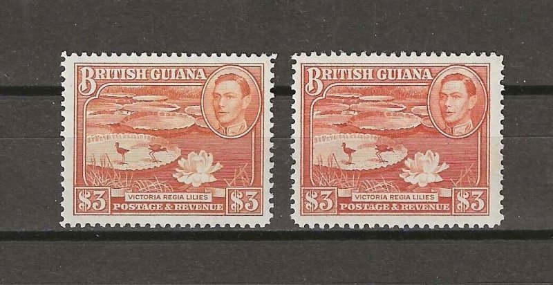 BRITISH GUIANA 1938/52 SG 319 + 319a MNH