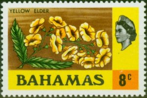 Bahamas 1972 8c Yellow Elder SG396w 'Wmk Crown to Left of CA' V.F MNH