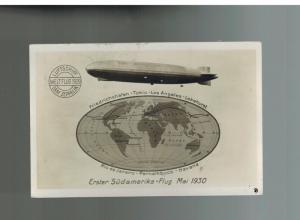 1930 Spain Graf Zeppelin Around the World Flight Postcard Cover to Konstanz