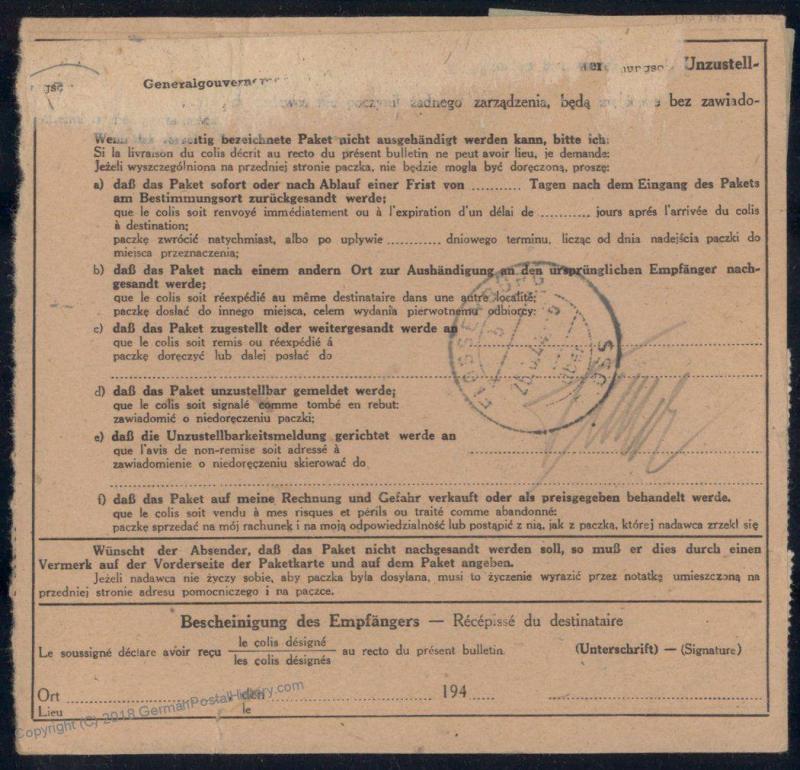 Germany GGov Poland Concentration Camp KL Floessenbuerg Package Card 79476