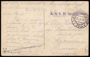 Austria WWI Pola KuK Seebataillon KuK Marine Feldpost Cancel Cover 64052