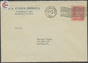 Cuba 1951 La Casa Belga Cover to Reading PA | CU15980
