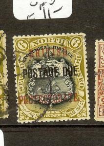 NORTH BORNEO (P2312B) POSTAGE DUE 6C ARMS LION   BP SGD42   VFU