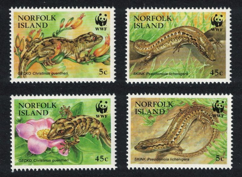 Norfolk WWF Endangered Species Skinks and Geckos 4v SG#611-614 MI#604-607 SC#596