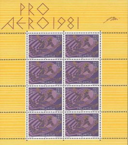 Switzerland - 1981 Swissair Anniversary - 8 Stamp Sheet - Scott #B479